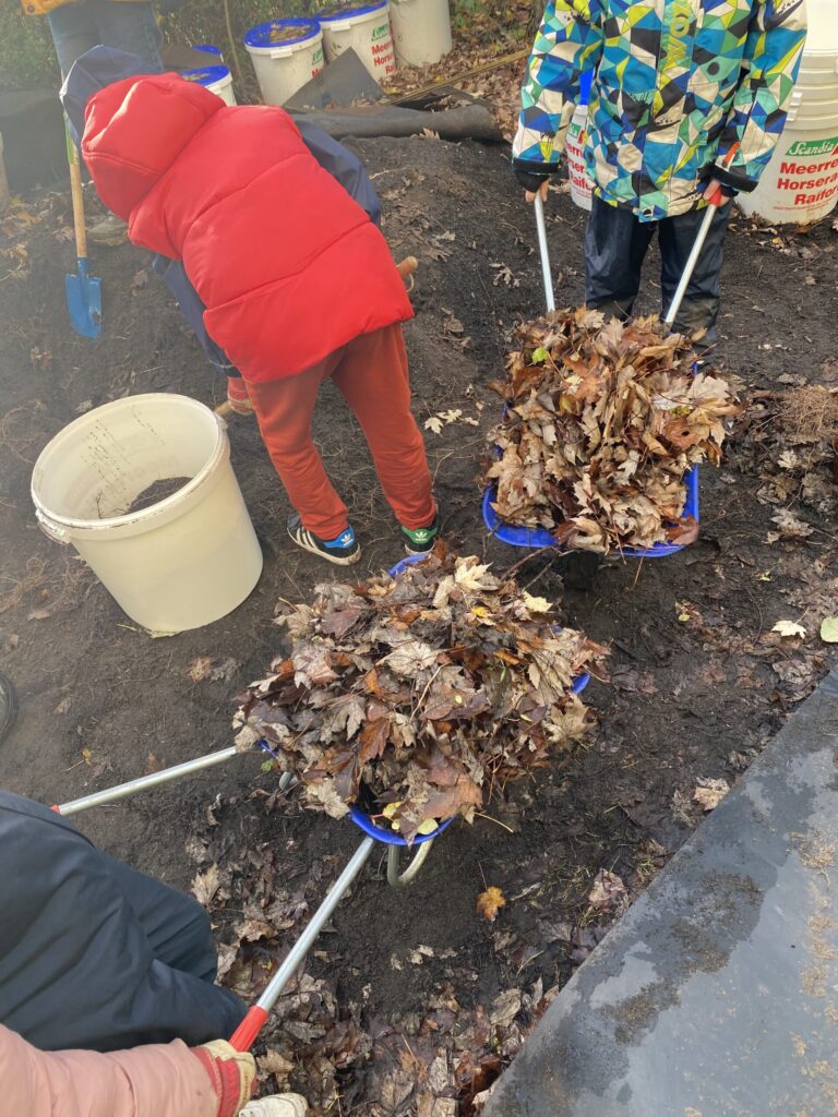 Laubhaufen im Herbst