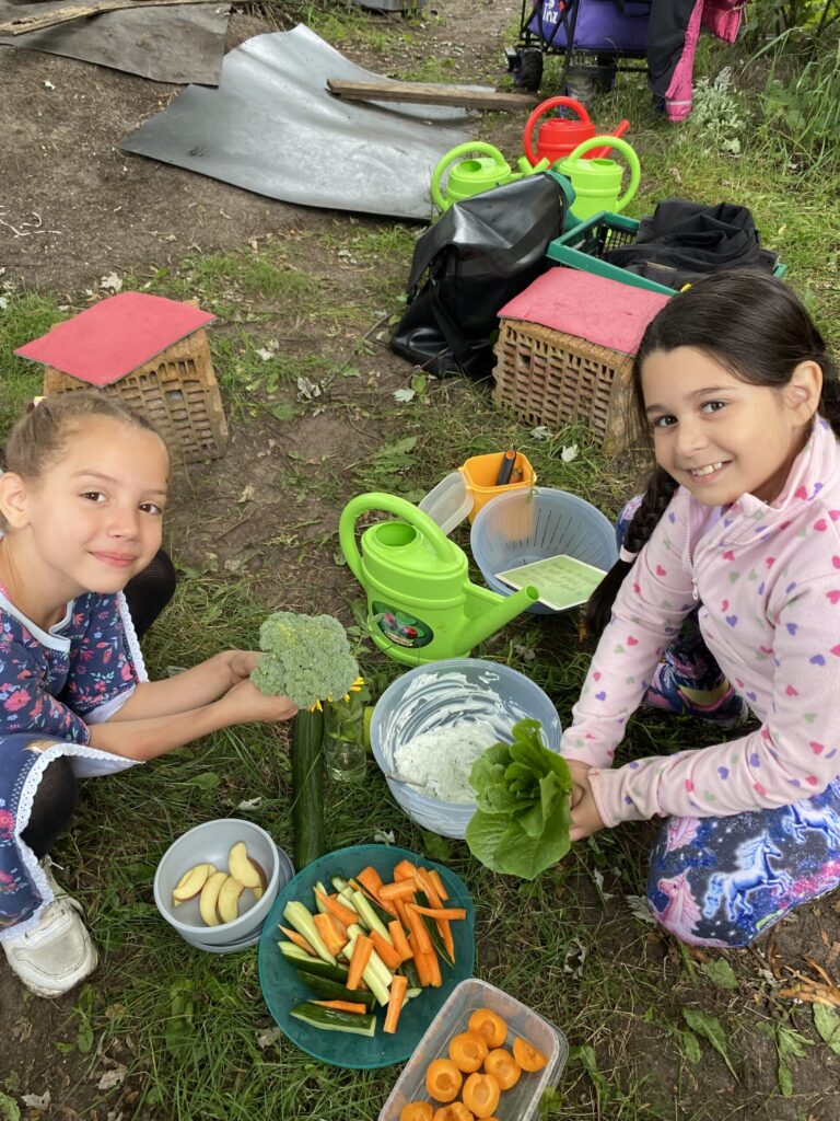 Wir ernten Gemüse und Kräuter und machen selber Kräuterquark 2